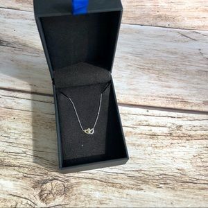 14k yellow and white gold double heart necklace adjustable 16-18”